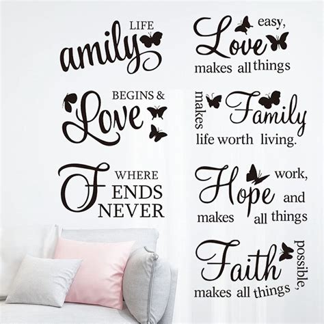 7 Sheets Bible Vinyl Wall Decals, Faith Hope Love Family Scripture Wall ...