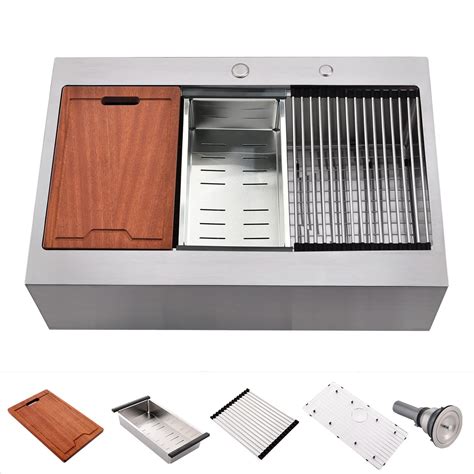 33 Inch Stainless Steel Workstation Farmhouse Drop In Kitchen Sink ...