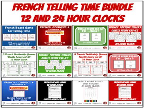 L'heure - French Telling Time - 12 and 24 Hour Clock - GAMES BUNDLE ...