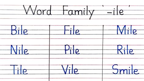 Word Families Part - 41| Word Family ' - ile ' | ' - ile ' Words For ...