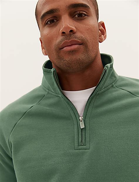 Buy Pure Cotton Half Zip Sweatshirt at Marks & Spencer