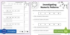 What is Missing in This Number Pattern Activity Sheet