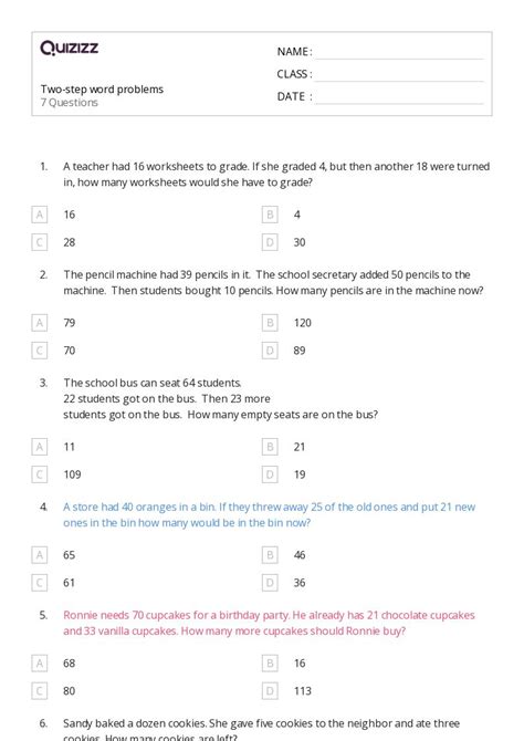 Image result for Two-Step Word Problems Grade 4