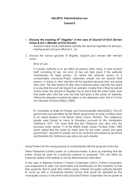 Tutorial 5 UAL2612 2230 - UAL2612: Administrative Law Tutorial 5 ...