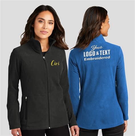 Custom Embroidered Ladies Microfleece Jacket, Personalized Text Full Zip Jacket, Women Stitching ...