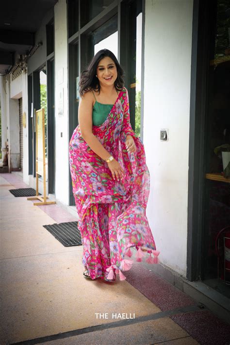 Phool magenta chiffon saree – The Haelli