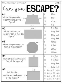 Escape Room | Area and Perimeter | Distance Learning by Third Grade Triumph