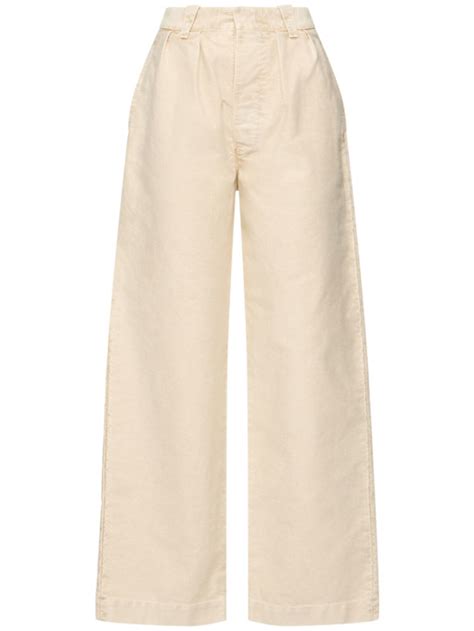 Mid rise cotton wide pants - Maison Margiela - Women | Luisaviaroma