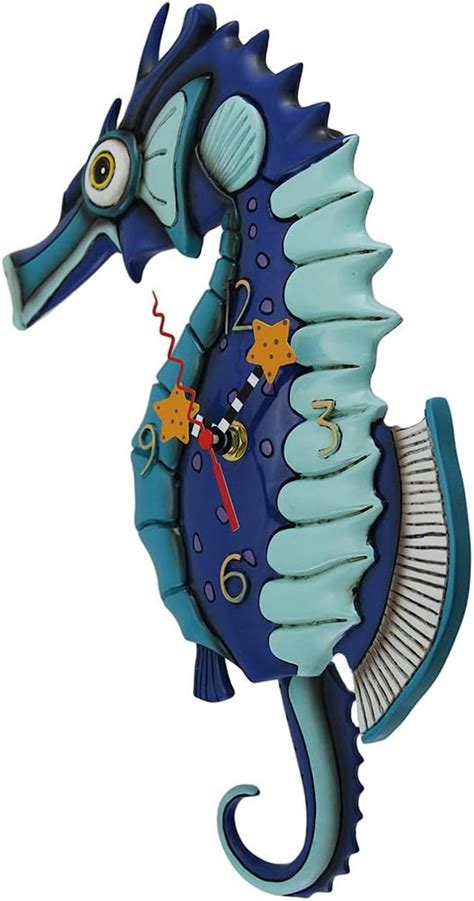 Buy Allen Designs Salty Seahorse Blue Pendulum Wall Clock Online at ...
