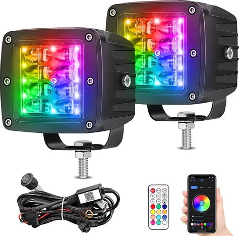 OFFROADTOWN 3Inch RGBW LED Cube Light Multicolor Chase Flash Strobe ...
