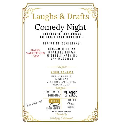 Laughs & Drafts Comedy Night Valentines Day Show at Kellys Pub & Wine ...