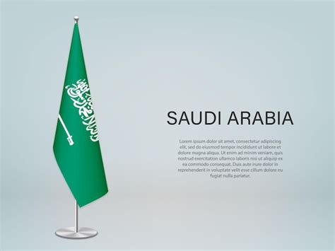 Saudi arabia hanging flag on stand template forconference banne ...