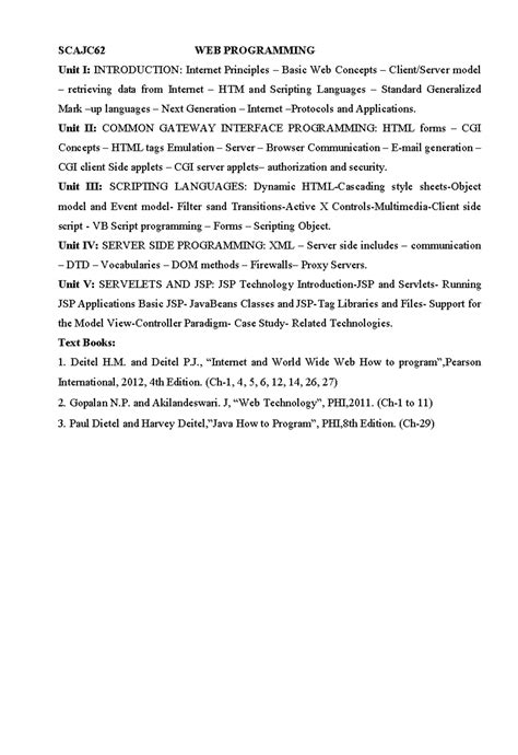 SCAJC62 Web Programming Syllabus: Units Overview and Key Concepts - Studocu