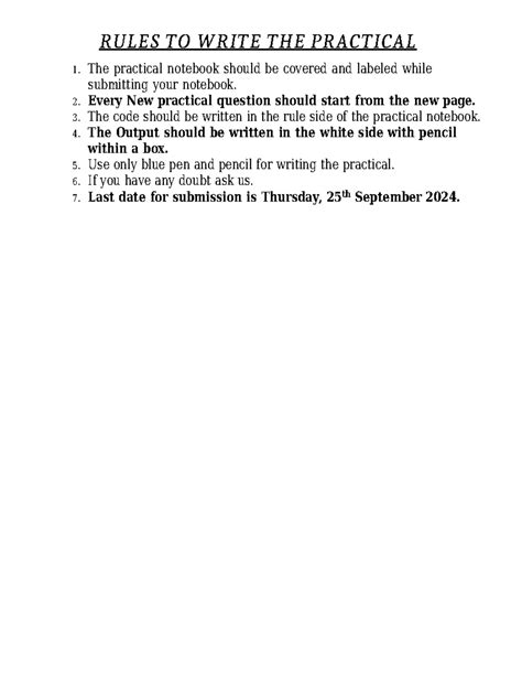 Practicals ON JAVA - Java practical - RULES TO WRITE THE PRACTICAL 1 ...