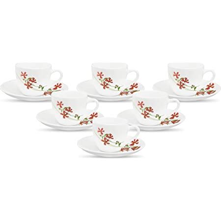 Buy La Opala Opalware Cup & Saucer Set / 6 Pieces of Cup & 6 Pieces of ...