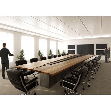 Simple Rectangular Wood Boardroom Conference Table for 20 People ...