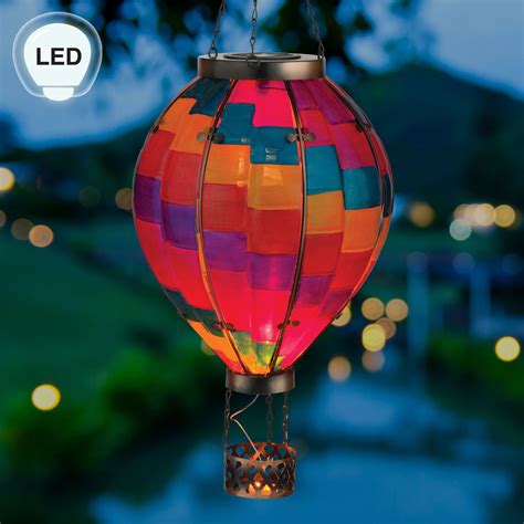 Color Wave Extra Large Hot Air Balloon Outdoor Hanging Solar LED Lantern