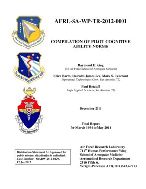 Fillable Online Compilation of Pilot Cognitive Ability Norms Fax Email ...