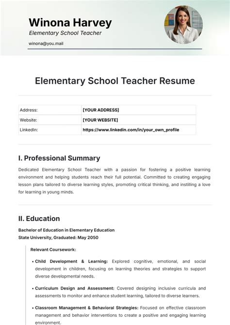 Free Teacher Resume Templates to Edit Online and Download