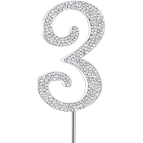 MAGJUCHE Silver 3 Crystal Cake Topper, Number 3 | Ubuy India