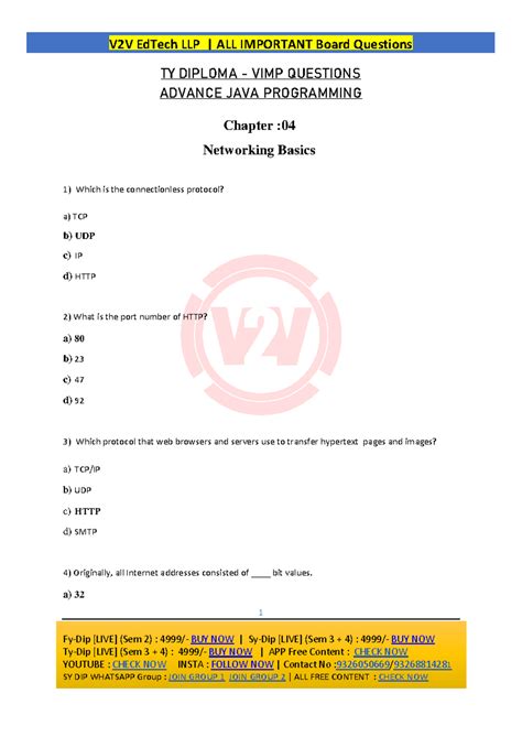 1220230-TY Diploma AJP - Chapter 4 Important Questions on Networking ...