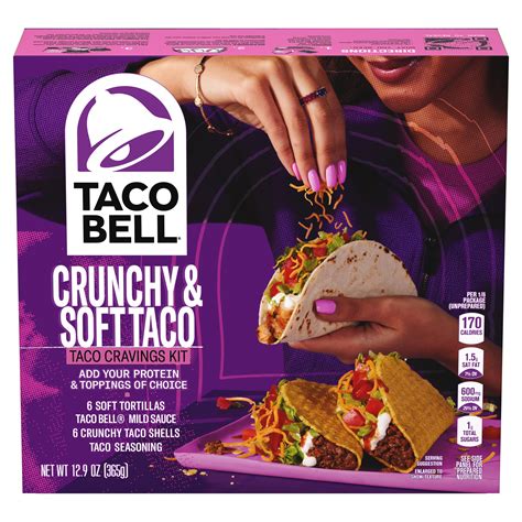 Buy Taco BellCrunchy & Soft Taco Cravings Kit with 6 Soft Tortillas, 6 ...