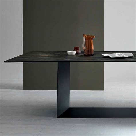 Dining Table in Matt Noir Desir Ceramic Made in Italy