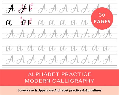 Beginners Alphabets Practice Modern Calligraphy Sheet - Etsy | Alphabet ...