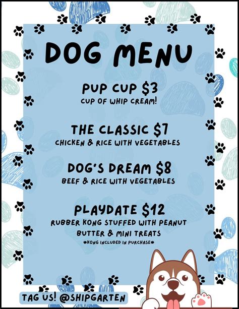 Dog Menu at Shipgarten: The Dog Friendly Biergarten - Shipgarten