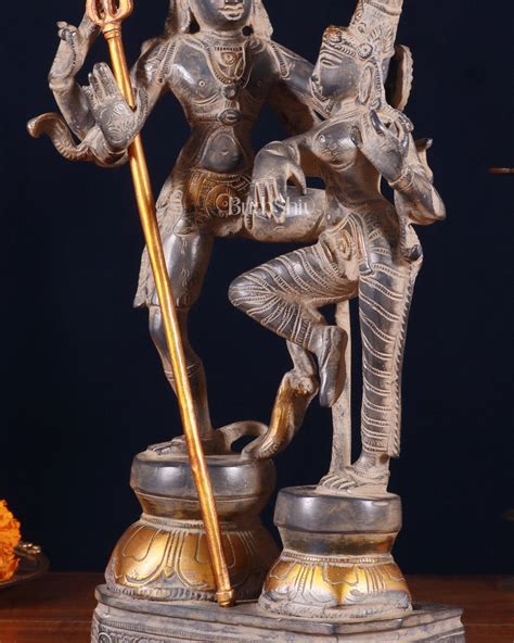 Buy Vintage Brass Shiva Parvati Dancing Idols - 12.5" grey Finish ...