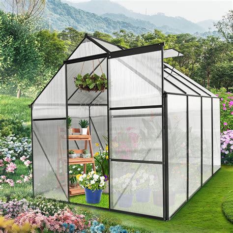 Amazon.com : 6x8 FT Polycarbonate Walk in Greenhouse, Upgraded Green ...