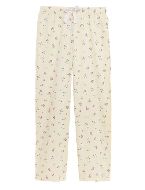 Buy Pure Cotton Gingham Floral Pyjama Bottoms at Marks & Spencer