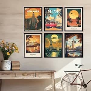 kotart Retro Travel Theme - Modern Art City Vibes Wall Decor Photo ...