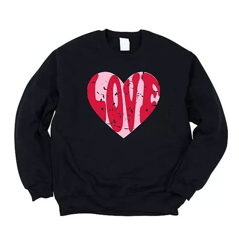 Pink Love Heart Distressed Sweatshirt