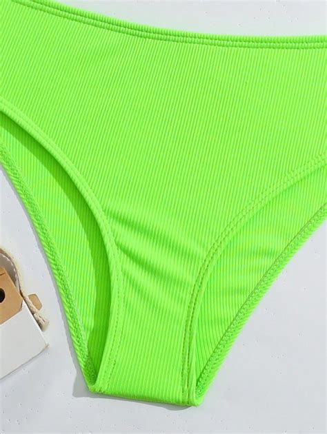 Tween Girl Detachable Padded Fluorescent Green Neon Two-Piece Bikini ...