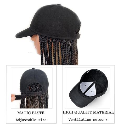 Buy Long Braids Cap Wigs Rainbow Braids with Baseball Hat for Black ...