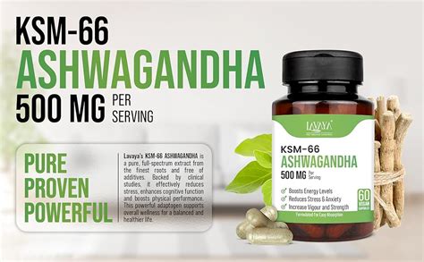 Lavaya Ashwagandha KSM-66 Capsule 500 MG - For Extra Strength & Power ...