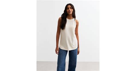 Cream Textured Round Neck Vest | New Look