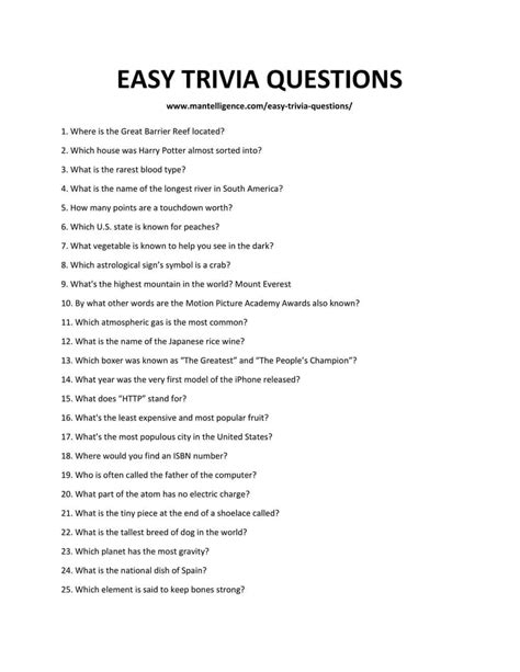 Easy Trivia Questions | Trivia Questions and Answer