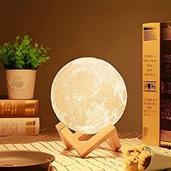 Buy RUCON 7 Colour Changing Touch Sensor 3D Moon Night Lamp with Wooden ...