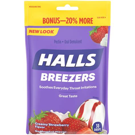 HALLS Breezers Creamy Strawberry Cough Drops, 30 Count - Walmart.com
