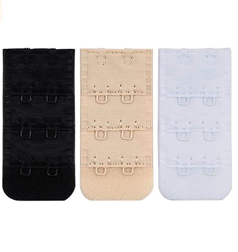 Buy Glus Women Polyester Bra Extender - 2- Hook-2Eye(Black-White-Beige ...