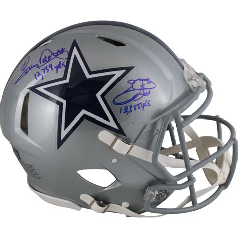 Emmitt Smith Tony Dorsett Signed Dallas Cowboys Pro Helmet Insc ...