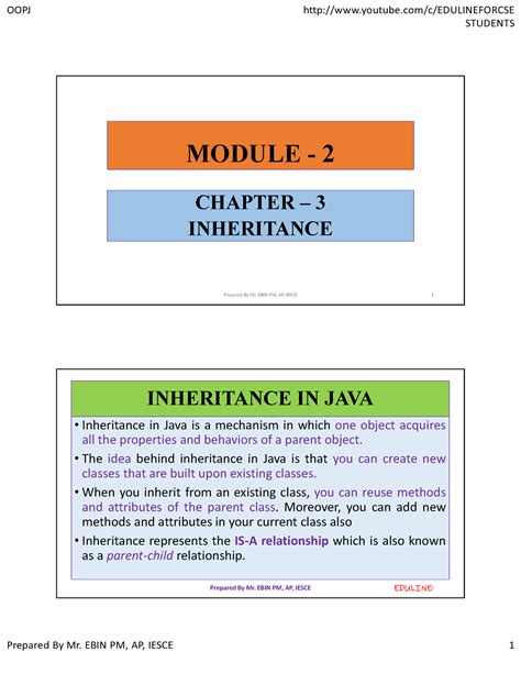 Module-2-chapter-3-inheritance in java - STUDENTS MODULE - 2 CHAPTER ...