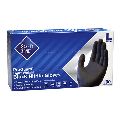 Safety Zone GNPR-XL-BK GNPR Standard Glove, Textured, Powder-Free, XL ...