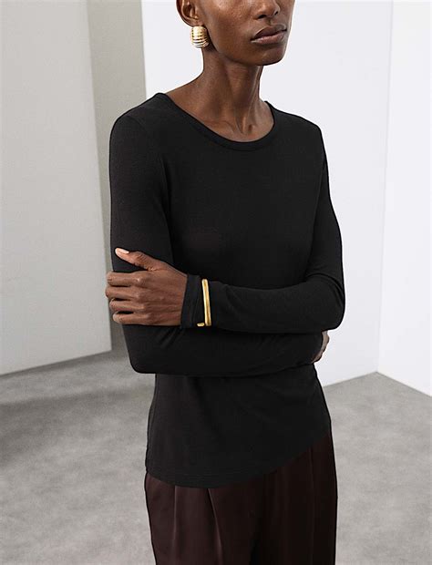Buy Crew Neck Top with Silk at Marks & Spencer