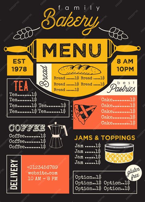 Bakery menu template | Premium Vector