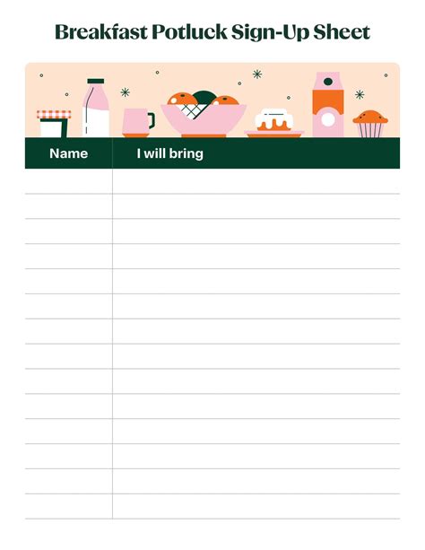 Free Printable Potluck Signup Sheet Templates [PDF, Word, Excel]