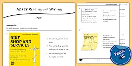 A2 Key Reading and Writing Part 1