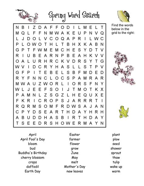 Printable Spring Word Search